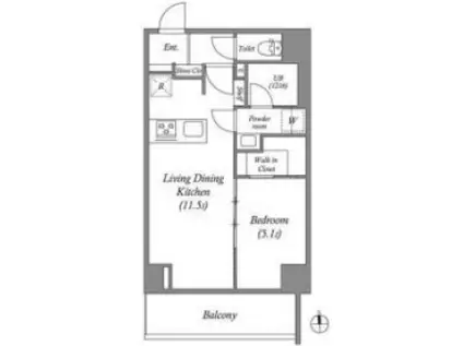 JPNOIE上町台龍造寺(1LDK/3階)の間取り写真