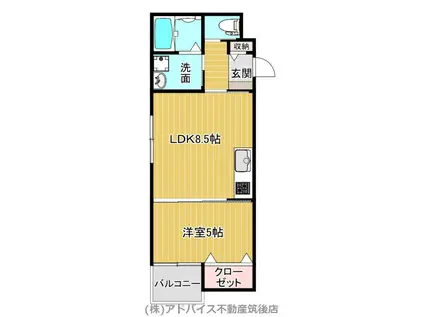 ティーレグノ羽犬塚 B棟(1LDK/1階)の間取り写真