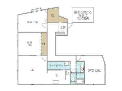 アーバンティ備前(3LDK/1階)の間取り写真