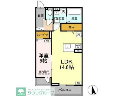 セレスティア竹ノ塚II(1LDK/3階)の間取り写真