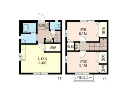 グリーンパーク富士見I棟(2DK/1階)の間取り写真