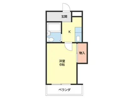 ホワイトハウス1号館(1K/2階)の間取り写真