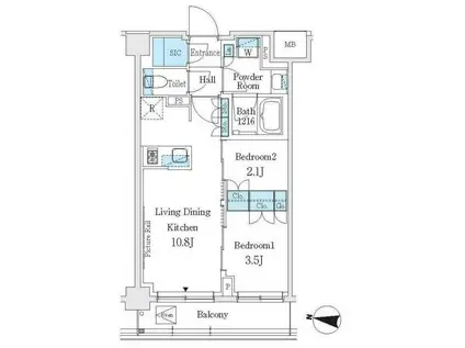 J.GRAN COURT 品川西大井ウエスト(2LDK/4階)の間取り写真