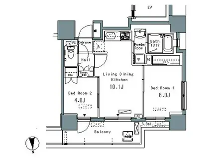 パークアクシス仲御徒町(2LDK/8階)の間取り写真