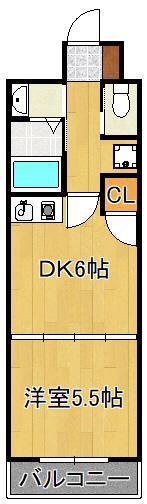 リード大手町(1DK/2階)の間取り写真