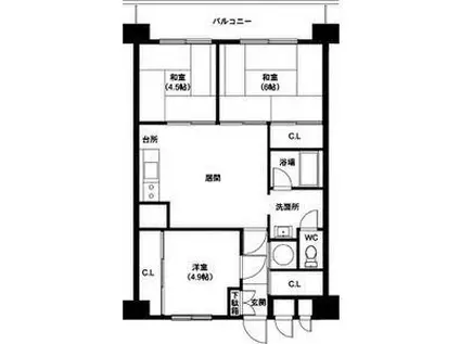 じょうてつドエル真駒内(3DK/5階)の間取り写真