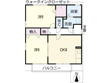 スカイプラザIII(2DK/1階)の間取り写真