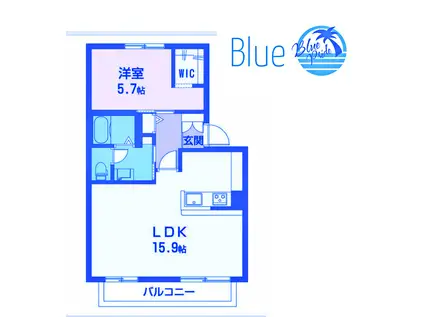 ヒルサイド善行I(1LDK/2階)の間取り写真