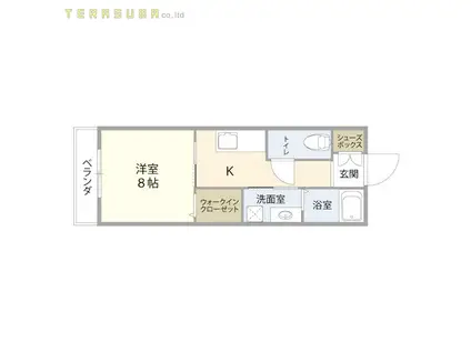 アディー鴛野(1K/1階)の間取り写真