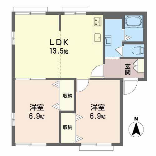 フレグランス石川(2LDK/1階)の間取り写真