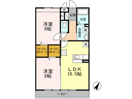 ラマージュII(2LDK/1階)の間取り写真