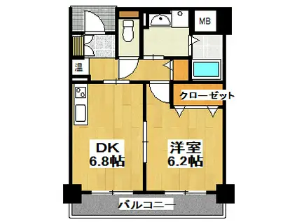 ルミエール・りんくう(1DK/4階)の間取り写真