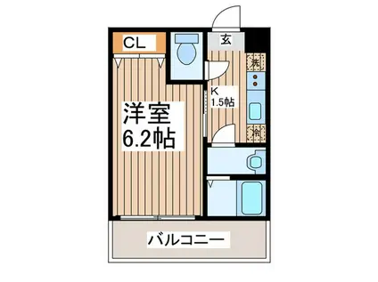 アザーレ・パッシオ中央林間(1K/2階)の間取り写真