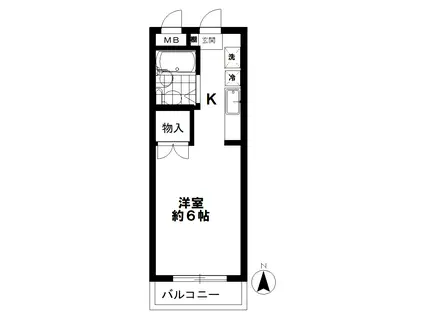 シャーリーハイツ(1K/3階)の間取り写真