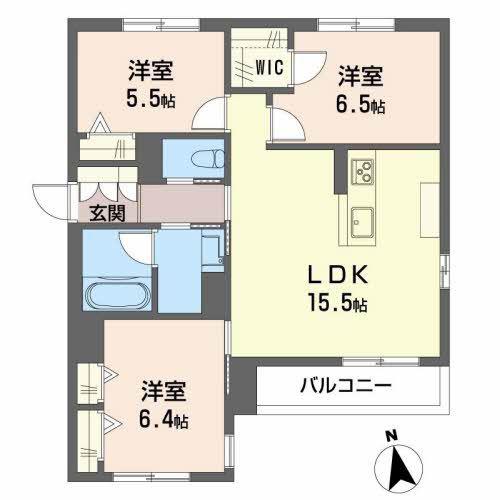CANTABILE大関(3LDK/2階)の間取り写真