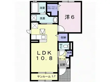 アルソレイユ II(1LDK/1階)の間取り写真