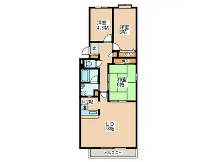 アヴェニウ3.3Ⅱ(3LDK/1階)の間取り写真