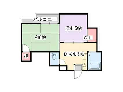 エムハイツ御幸(2DK/1階)の間取り写真