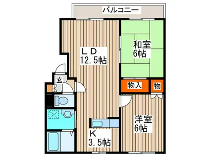 パープルハイム(2LDK/2階)の間取り写真