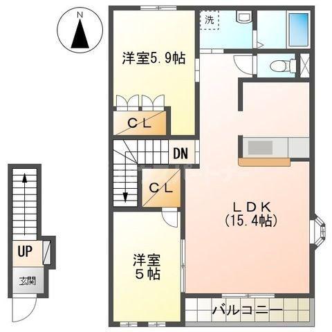 ポラリス弐番館(2LDK/2階)の間取り写真