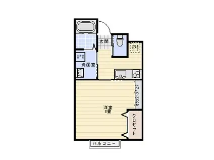 ボナールコート西小川(1K/1階)の間取り写真