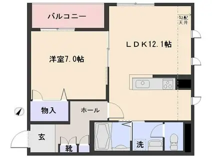 モン・シェリ高松(1LDK/3階)の間取り写真