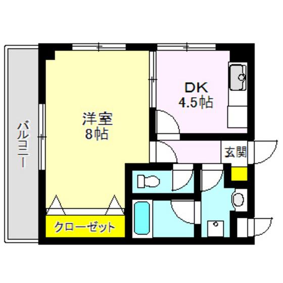 森のコート綿貫(1DK/4階)の間取り写真