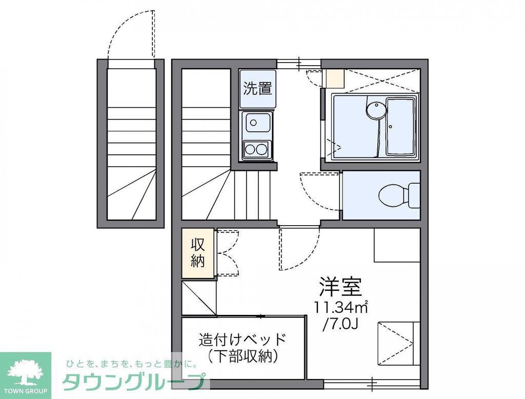 レオパレス本城(1K/2階)の間取り写真