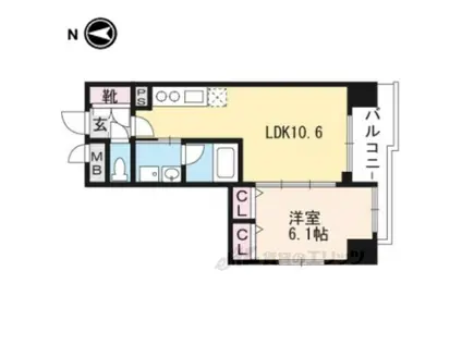ベラジオ四条通(1LDK/4階)の間取り写真