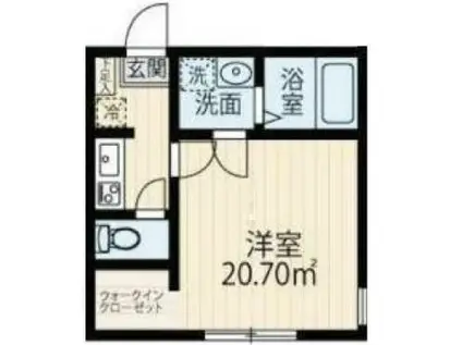 アベニール三ツ沢中町 B棟(1K/2階)の間取り写真