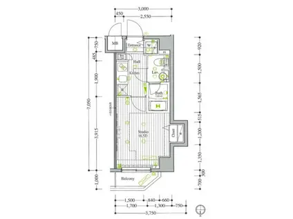 アーバンヴィスタ王子(1K/5階)の間取り写真