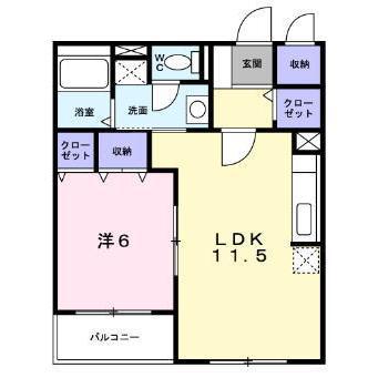 ラ・クレI(1LDK/4階)の間取り写真