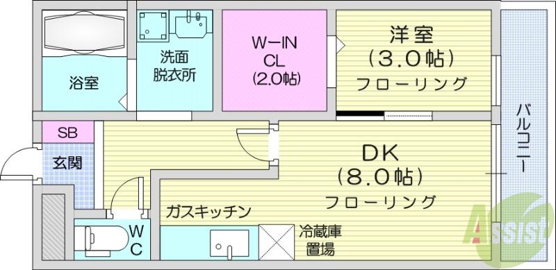 カナディアンコート平成(1DK/3階)の間取り写真