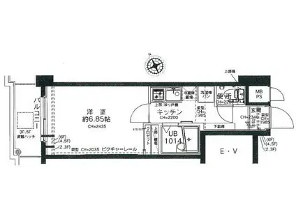 ヴェローナ白金(1K/3階)の間取り写真