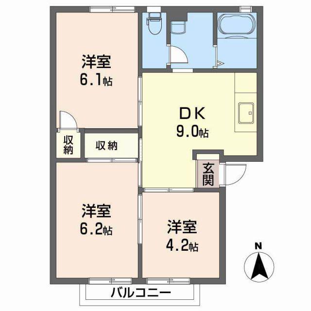 ファミール川原(3DK/2階)の間取り写真
