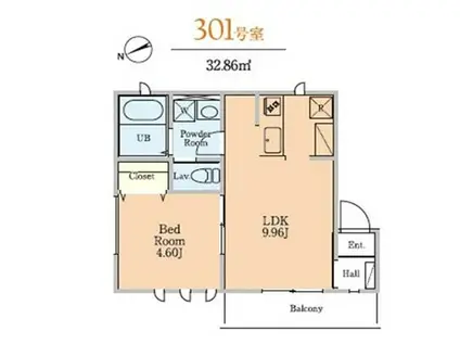 プロヴァンス高田馬場(1LDK/3階)の間取り写真