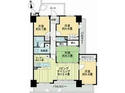 サーパス平成(4LDK/3階)の間取り写真