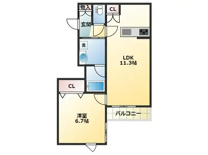 LIGHT PERFORM(1LDK/3階)の間取り写真