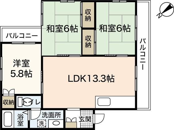 CASA&N古江西町(3LDK/2階)の間取り写真
