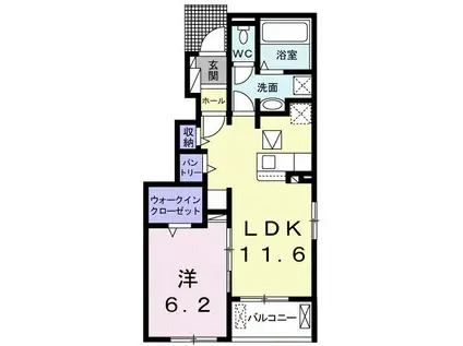 ステラ II(1LDK/1階)の間取り写真