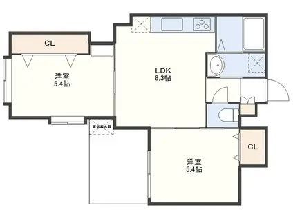 ファーストラック出来大工町(2LDK/9階)の間取り写真