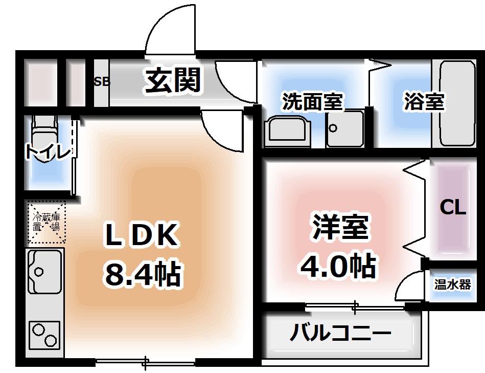 STAR MAISON 寝屋川(1LDK/2階)の間取り写真