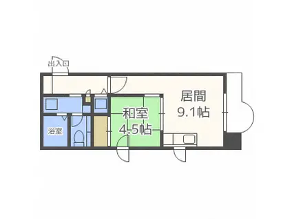 山京ガーデンハイツ西15(1LDK/6階)の間取り写真