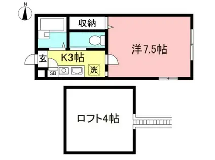 アルテ・ヴィーダ(1K/1階)の間取り写真