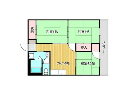 サンシティーハイツ(3DK/3階)の間取り写真