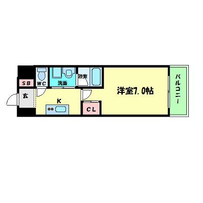 インペリアル靭本町(1K/9階)の間取り写真