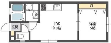 ジェイエス小山町(1LDK/1階)の間取り写真