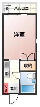 インパクト広瀬町II(ワンルーム/3階)の間取り写真