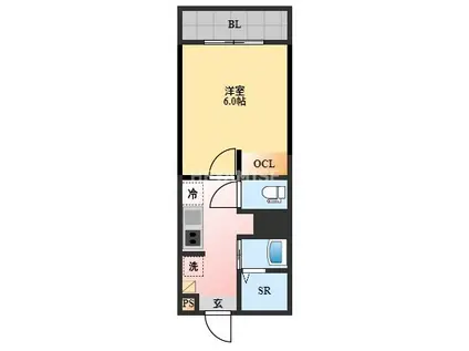 デ・クメール寺町通(1K/8階)の間取り写真