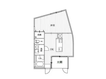 ティーズクオーレブリス自由が丘(1DK/1階)の間取り写真